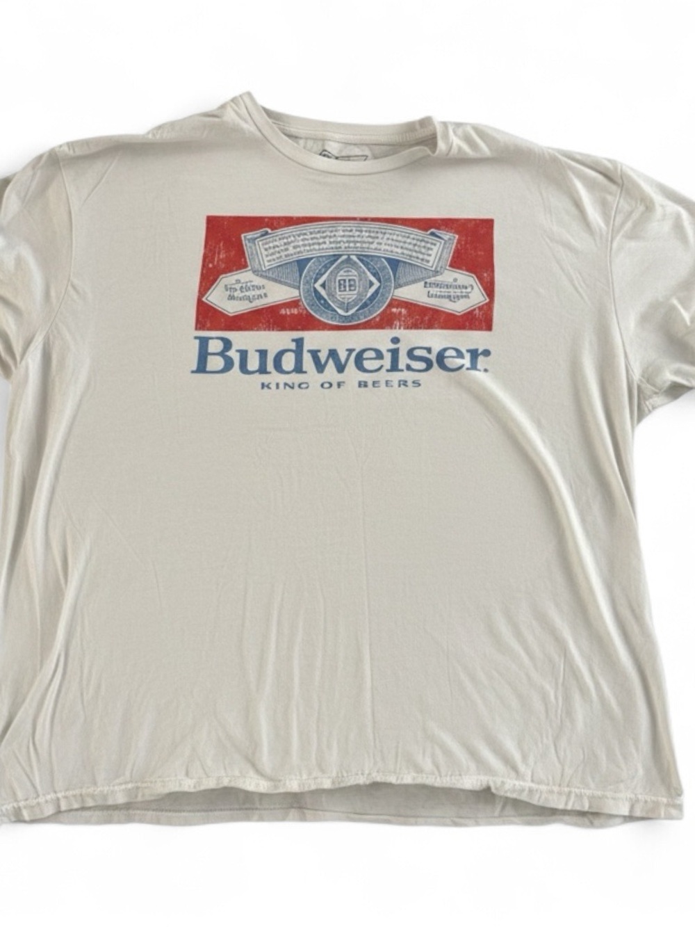 Budweiser Cream Tee with Red and Blue Logo